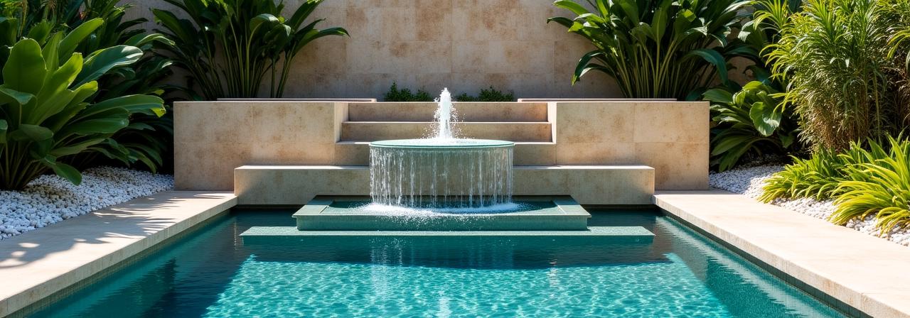 Un elegante dettaglio di un giardino nautico con acqua cristallina